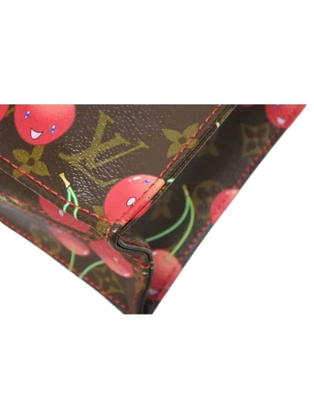 Louis Vuitton Tote Bag Takashi Murakami Sac Plat Monogram Cherry Brown